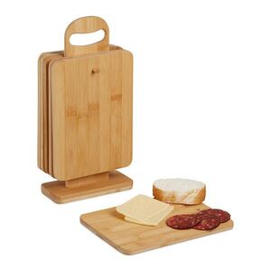 Relaxdays PRKÉNKO Přírodní 6dílný-Set bambus se stojanem 22x16 cm obraz