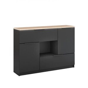 Vicco KREDENC Betti Anthracite/Sonoma 120 x 83.6 cm 2x dvířka, 2x zásuvka a 1x otevřená přihrádka obraz