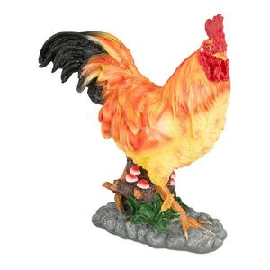 Relaxdays FIGURKA Hnědá červená žlutá kohout polyresin 34 cm obraz