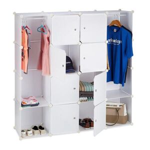 Relaxdays ŠATNÍ SKŘÍŇ Bílá modulární systém 12 přihrádek 145, 5 cm obraz
