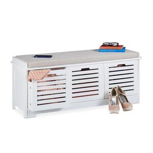 Relaxdays LAVICE Bílá s úložným prostorem 3 koše 105 cm obraz