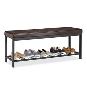 Relaxdays LAVICE Hnědá koženka s policí 115 cm obraz