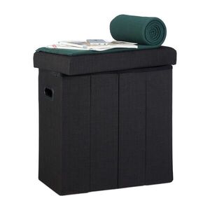 Relaxdays TABURET Černá skládací s úložným prostorem 49, 5 cm obraz