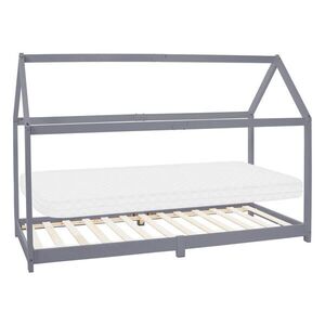 ML-DESIGN DĚTSKÁ POSTEL se stříškou a matrací 90x200 cm světle šedá obraz