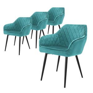 ML-DESIGN SADA 4 jídelních židlí Petrol Samet obraz
