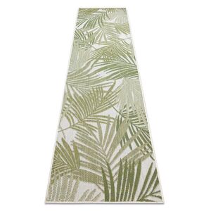 rugsX KOBEREC, běhoun SISAL SION palmové listy, tropický 2837 ploché tkaní ecru / zelená 70/300 cm obraz