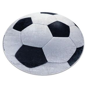 rugsX BAMBINO 2139 mycí kobereček kulatý - Fotbal pro děti protiskluz - černý / bílá 160 cm obraz