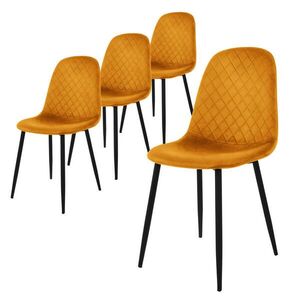 ML-DESIGN JÍDELNÍ ŽIDLE, sada 4 ks, hořčičně žlutý samet obraz