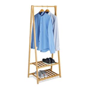 Relaxdays VĚŠÁK Přírodní bambus 2 police na boty 150 x 60 x 40 cm obraz