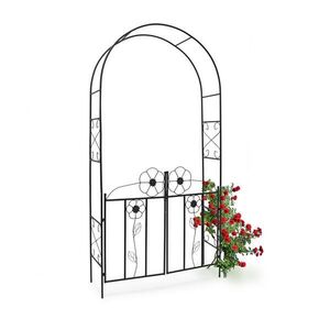 Relaxdays OBLOUK Černý práškově lakované železo s brankou 228 cm obraz