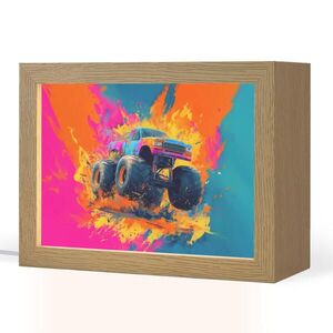 OnlyWow NOČNÍ LAMPIČKA Monster truck - Abstraktní - Stříkající barva - Barevné 20x15 cm obraz