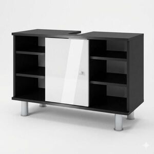 Vicco TOALETNÍ SKŘÍŇKA PRO UMYVADLO Fynn Antracit/bílý vysoký lesk 80 x 54 cm se 6 policemi obraz