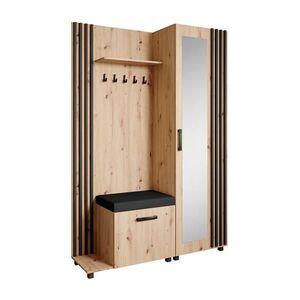 Beautysofa ŠATNÍ skříň do předsíně Livia s věšáky a zrcadlem, dub Artisan, levá obraz