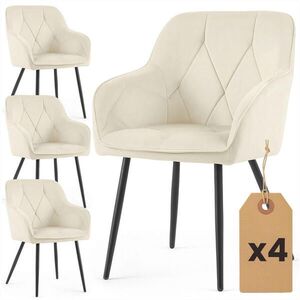 RAUMHIRSCH FURNITURE ČALOUNĚNÉ ŽIDLE, sada 4 ks, kovové nohy, krémová, černá 54, 5/82, 5/58 obraz