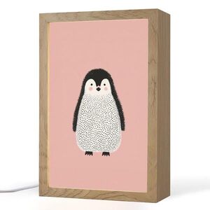 OnlyWow NOČNÍ LAMPIČKA Tučňák - Tečky - Minimalistický - Růžový 20x30 cm obraz