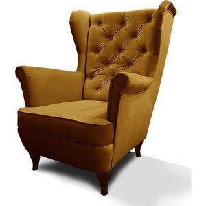 Beautysofa KŘESLO Chesterfield Falco žluté s nohami v barvě wenge obraz