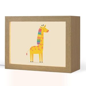 OnlyWow NOČNÍ LAMPIČKA Žirafa - Duhová hříva - béžová 20x15 cm obraz