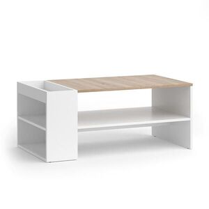 Vicco KONFERENČNÍ STŮL Wido Bílá/Sonoma 100 x 55 cm s policemi obraz