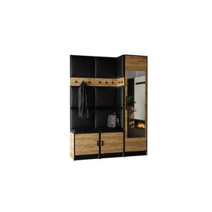 Kier Furniture PŘEDSÍŇOVÁ STĚNA ROJ 20 - 159, 6x205x39cm Dub Craft & Černá látka obraz