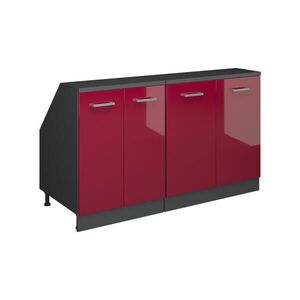 Vicco KUCHYŇSKÁ SKŘÍŇKA POD ŠIKMOU STŘECHU R-Line Červená vysoký lesk 140 cm Sada 2 korpusů skříně hloubka 60 cm obraz