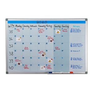 Relaxdays WHITEBOARD bílá stříbrná magnetické týdenní plánovač obraz
