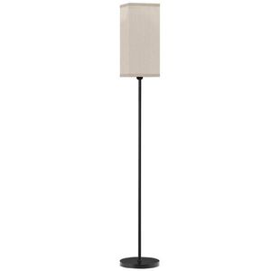 HOMCOM MODERNÍ stojací lampa s stínidlem z umělého lnu, nožním spínačem, do obývacího pokoje, černá obraz