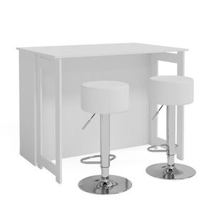 Vicco STOJACÍ BAROVÝ STŮL SE ŽIDLEMI Dominic Bílá 116 x 37 cm se 2 barovými stoličkami obraz