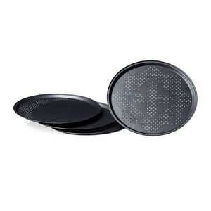 Relaxdays PIZZAPLECH Černý 4dílná-sada perforovaný nepřilnavý 32 cm obraz
