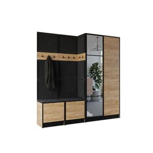 Kier Furniture ŠATNÍ SKŘÍŇ do předsíně EDEN 21 se zrcadlem - Dub Craft & Černá látka obraz