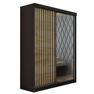 Kier Furniture POSUVNÁ ŠATNÍ SKŘÍŇ MALANI - Grafitová & Dub Craft 138x205x59 cm obraz