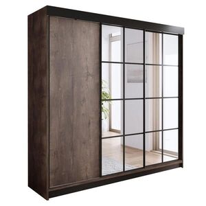 Kier Furniture POSUVNÁ ŠATNÍ SKŘÍŇ ARI 2 se zrcadlem 250 - Tmavy Jesan obraz
