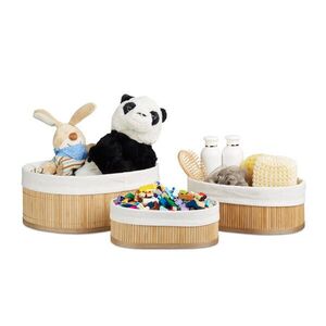 Relaxdays KOŠ Přírodní bambus 3-dílný-set oválný obraz