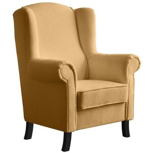 Beautysofa KŘESLO UŠÁK Leonardo žluté, bouclé látka obraz