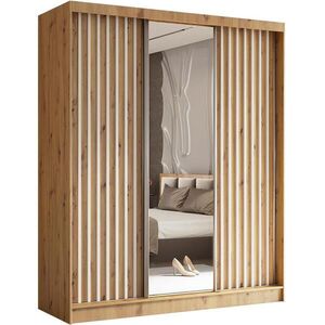 Beautysofa SKŘÍŇ s posuvnými dveřmi Helix 180/216/61 dub Artisan + bílá obraz