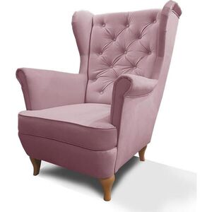 Beautysofa KŘESLO Chesterfield Falco růžové s dřevěnými nohami obraz