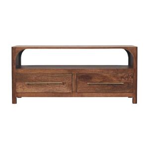 Artisan Furniture NOČNÍ STOLEK s povrchovou úpravou sametová mokka, 1 zásuvka, 2 otevřené police, tmavě hnědý obraz