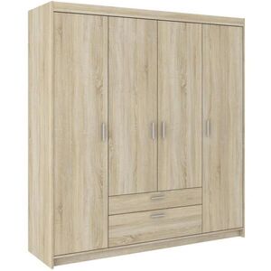 Beautysofa ŠATNÍ skříň Elena se 4 dveřmi a 2 zásuvkami, bez zrcadla, dub Sonoma obraz
