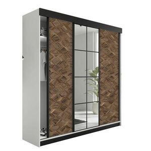 Kier Furniture POSUVNÁ ŠATNÍ SKŘÍŇ LAMARO - 200x205x59cm - Bílá & Art Deco obraz