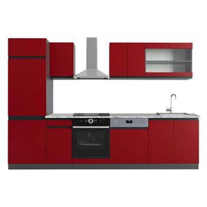 Vicco KUCHYŇSKÝ KOUT R-Line Červená/antracitová 300 cm , PD Mramor obraz