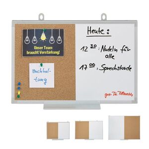 Relaxdays TABULE Přírodní bílá stříbrná korková magnetická 30x45 cm obraz