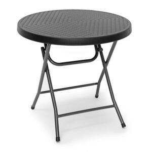 Relaxdays STŮL Černý zahradní skládací kulatý plast ratanový vzhled 80 cm obraz