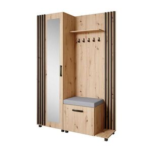 Beautysofa ŠATNÍ skříň do předsíně Livia s věšáky a zrcadlem, dub Artisan, pravá obraz