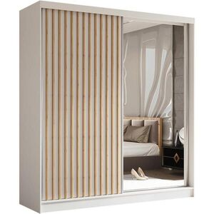 Beautysofa SKŘÍŇ s posuvnými dveřmi Helix 200/216/61 bílá + dub Artisan obraz