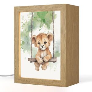 OnlyWow NOČNÍ LAMPIČKA Lev - Zvíře - Děti - Džungle 15x20 cm obraz