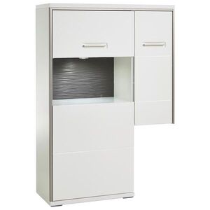 Livetastic VYSOKÁ KOMODA, šedá, barvy stříbra, bílá, vysoce lesklá bílá, 94/137/38 cm obraz