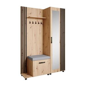 Beautysofa ŠATNÍ skříň do předsíně Livia s věšáky a zrcadlem, dub Artisan, levá obraz