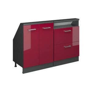 Vicco KUCHYŇSKÁ SKŘÍŇKA POD ŠIKMOU STŘECHU R-Line Červená vysoký lesk 140 cm Sada 2 kusů obraz