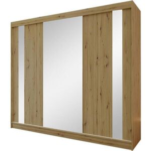 Beautysofa SKŘÍŇ s posuvnými dveřmi Gaja 240/216/61, dub Artisan se zrcadlem a zásuvkami obraz