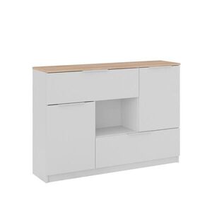 Vicco KREDENC Betti Bílá/Sonoma 120 x 83.6 cm 2x dvířka, 2x zásuvka a 1x otevřená přihrádka obraz