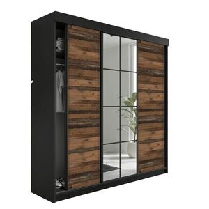 Kier Furniture POSUVNÁ ŠATNÍ SKŘÍŇ LAMARO - 250x205x59cm - Černá & Old Style obraz
